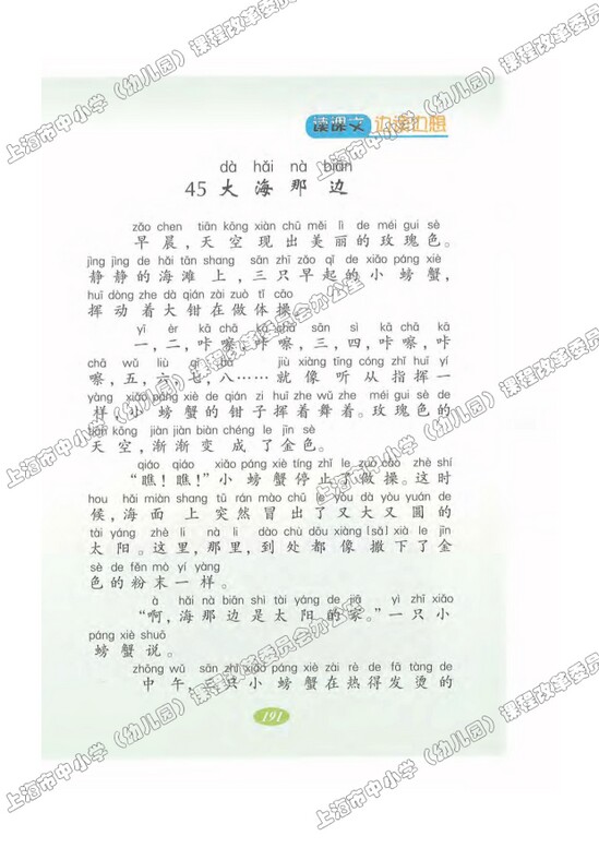 读课文边读边想45.大海那边|沪教版小学二年级语文上册课本