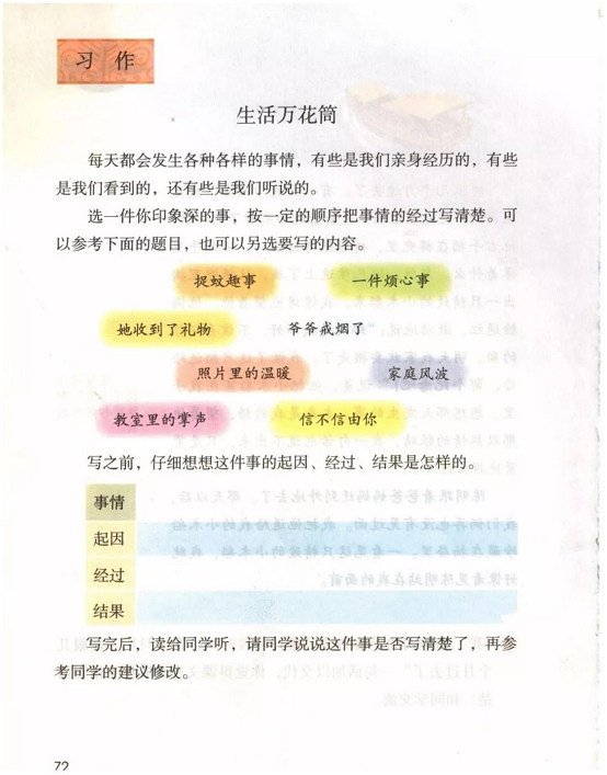 习作生活万花筒第五单元人教版小学四年级语文上册2019年5月发版课本