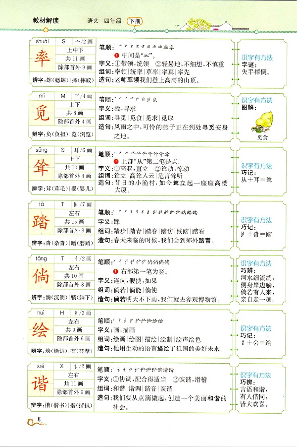 第一单元 乡下人家 教材解读新人教部编版小学四年级语文下册 小学课本网