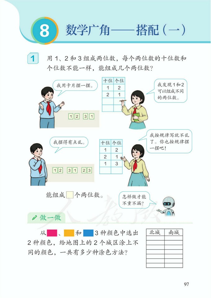 8 数学广角 搭配 一 2022新版人教版二年级数学上册课本（高清） 人教版小学课本